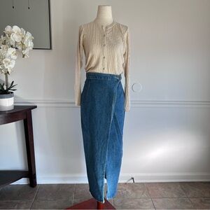 Vintage Nada Nuff Midi Denim Skirt with Side Slit // size 26
